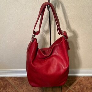 Vintage Coach 9151 Legacy Duffle Sac Red Leather Large Bucket Bag & Wallet